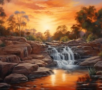 Illustration of a waterfall in the Northern Territory