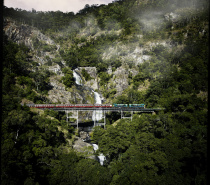 Kuranda Train passing Stoney Creek Falls