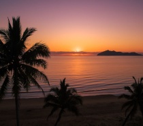 Orange sunset on Mission Beach Australia