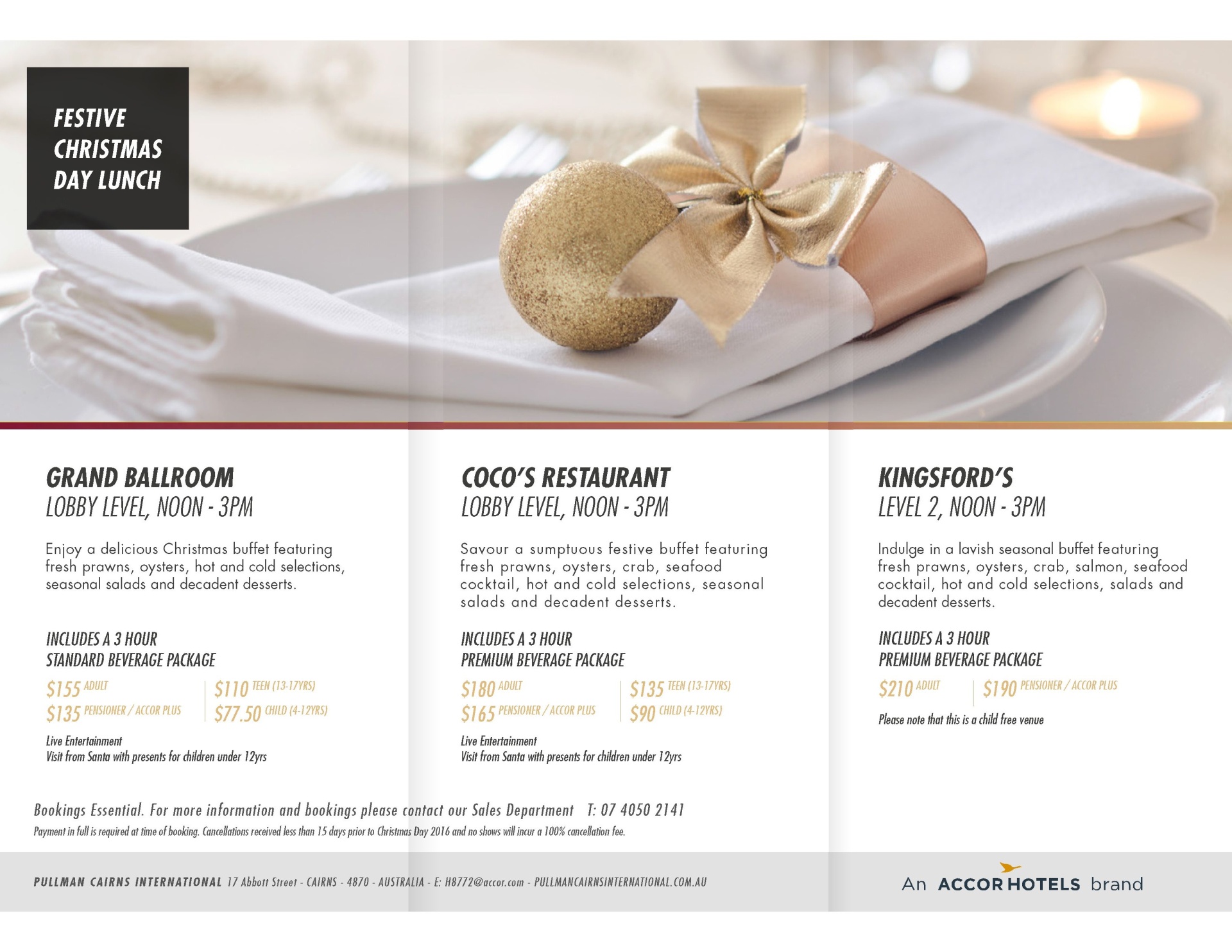 Cairns Events Event Details Festive Christmas Lunch at Pullman