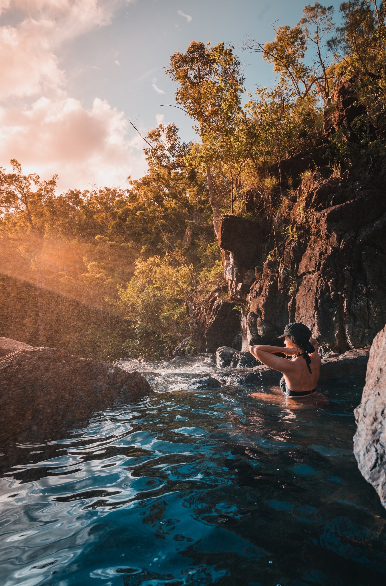 Swiming at Cedar Creek Falls