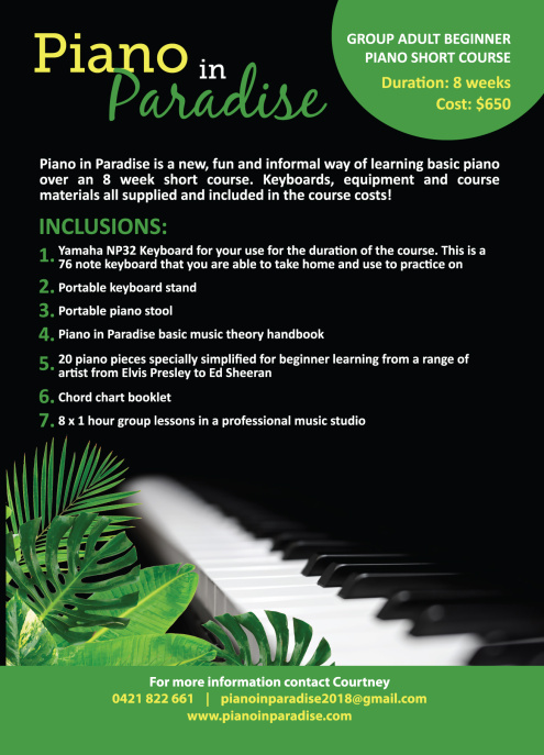 GROUP ADULT BEGINNER PIANO SHORT COURSE
